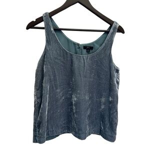 J. Crew Grey Crushed Velvet Tank Top Round Neck Size 2